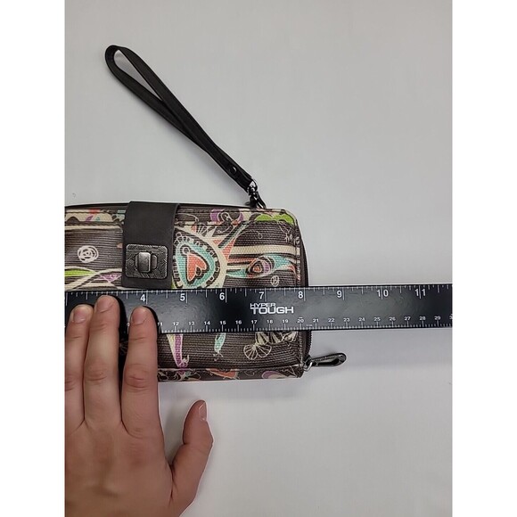Sakroots Multicolor Wristlet Wallet  Women Removable Strap Brown Heart Whimsical - Picture 9 of 12